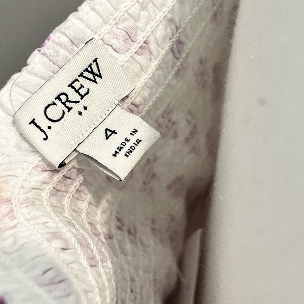 NEW J. Crew Sleeveless belted tiered midi dress white violet storm size 4 floral - Picture 7 of 12